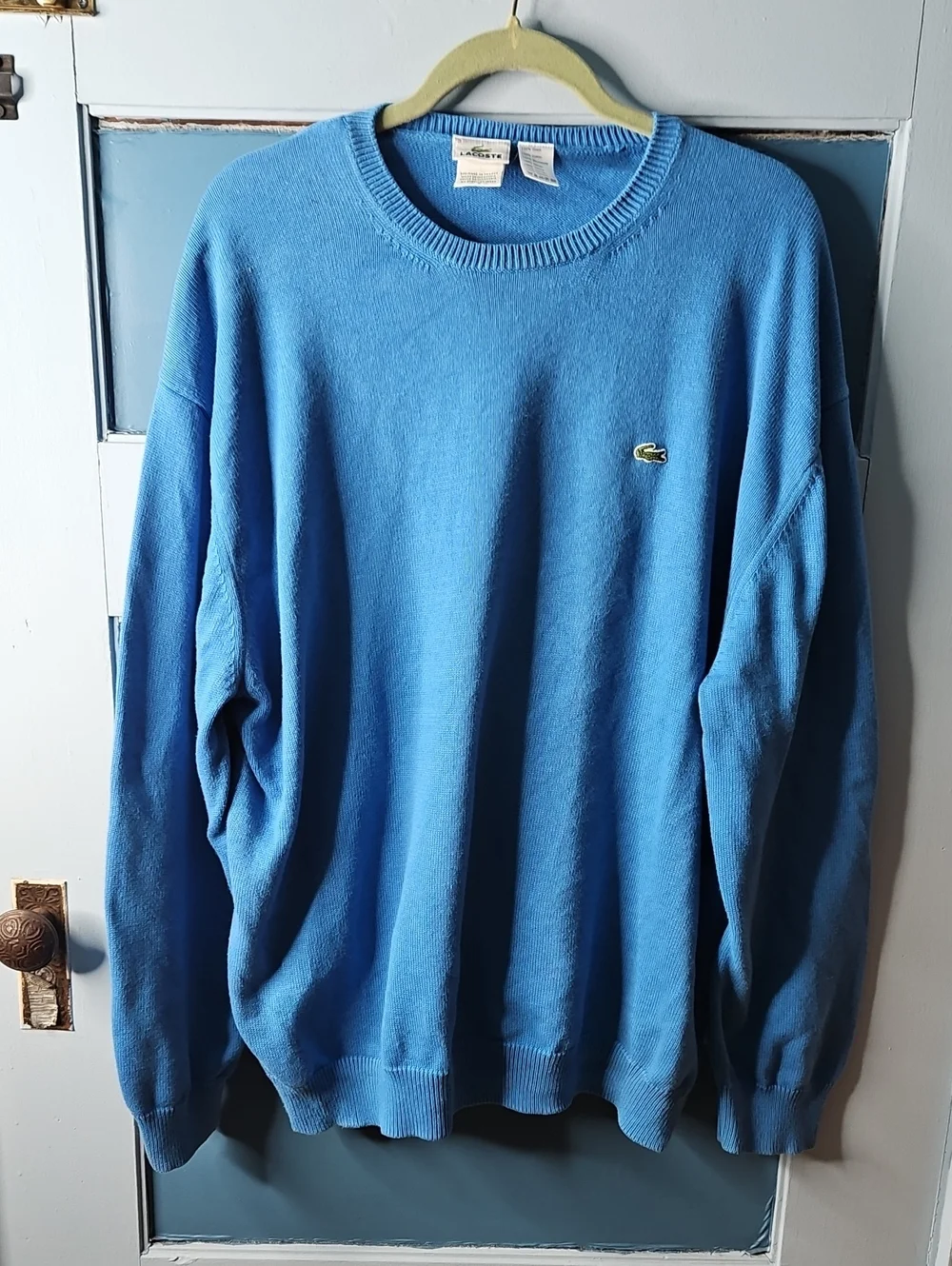 Lacoste Men’s Crewneck Sweater in Light Blue with Croc Logo
